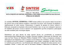 Sintese, Sindipema e Uses publicam nota conjunta sobre aulas remotas nas escolas públicas de Sergipe