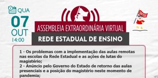Como participar da assembleia virtual da rede estadual no dia 07/10