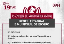 Dia 19/03 tem assembleia das redes municipais e estadual