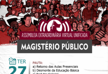 Assembleia Unificada nesta terça, dia 27