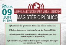 Atenção: Dia 09 de junho tem assembleia unificada