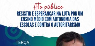 Professores e professoras fazem ato em defesa da autonomia e contra autoritarismos da Seduc