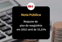 Reajuste do piso do magistério em 2022 será de 33,23%