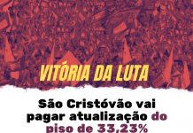 Vitória da luta: São Cristóvão vai pagar atualização do piso de 33,23%