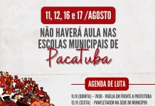 Professoras e professores de Pacatuba paralisam atividades por quatro dias