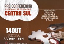 Pré-Conferencia do CENTRO SUL acontece dia 14/10