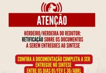 ATENÇÃO HERDEIROS DO REDUTOR: retificação sobre os documentos a serem entregues ao SINTESE