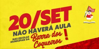 Sem livros, sem material de trabalho, sem valorização: professoras e professores da Barra dos Coqueiros paralisam mais uma vez atividades