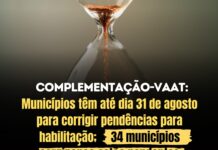 Complementação-VAAT: municípios têm até dia 31 de agosto para corrigir pendências para habilitação; 34 municípios sergipanos estão pendentes