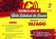 Assembleia geral da rede estadual de ensino acontece dia 20/08