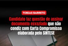 Candidato faz questão de assinar documento esvaziado que não condiz com Carta Compromisso elaborada pelo SINTESE