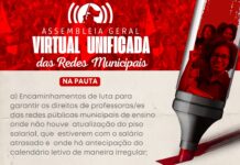 Redes municipais fazem assembleia virtual unificada no próximo dia 19