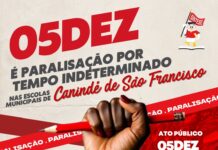 Professoras e professores de Canindé paralisam as atividades por tempo indeterminado, a partir de quinta-feira