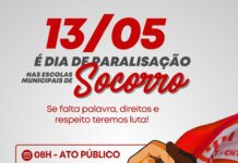 Professoras e professores de Nossa Senhora do Socorro vão paralisar as atividades por um dia