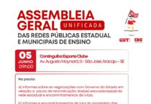 Dia 5 de junho tem assembleia unificada de professoras e professores das Redes Estadual e Municipais de Ensino